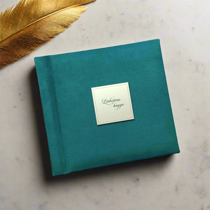 Palinkėjimų knyga su anketa "Veliūrinė žalia"