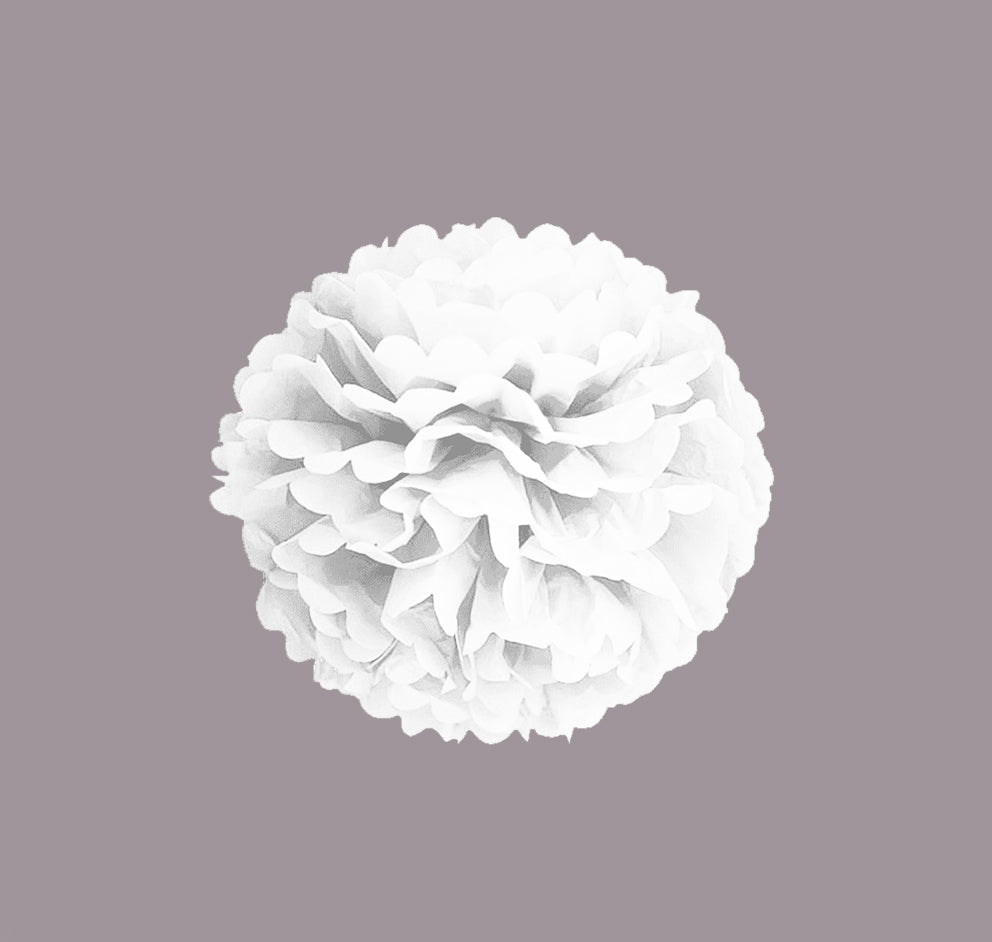 Pom pomsai balti 25 cm