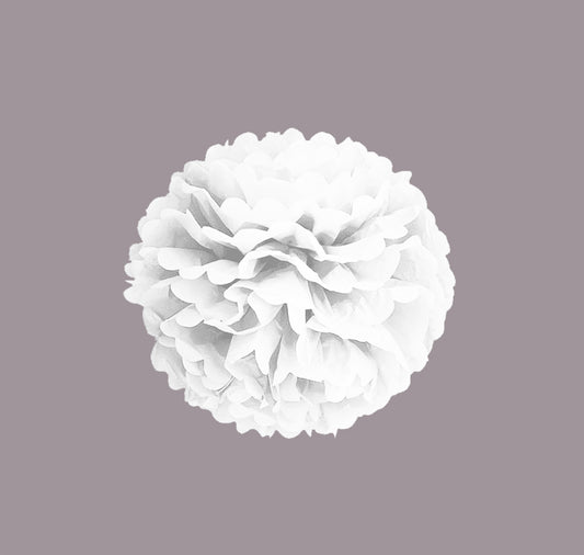 Pom pomsai balti 25 cm